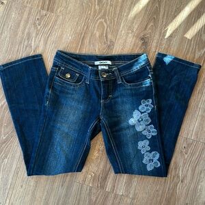 DKNY big girl 8 jeans dark embroidered NWOT